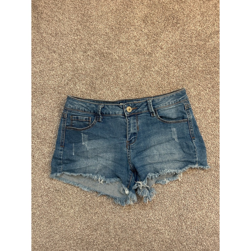 I&M Jeans Denim Shorts Womens Medium Blue Excellent Distressed Frayed Hem IF7206